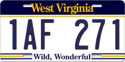 WV license plate 1AF271