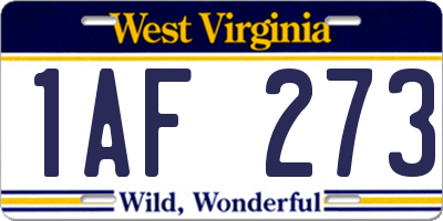 WV license plate 1AF273