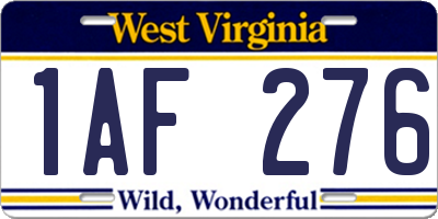 WV license plate 1AF276