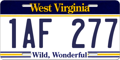 WV license plate 1AF277