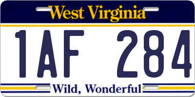 WV license plate 1AF284