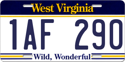 WV license plate 1AF290