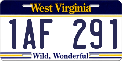 WV license plate 1AF291