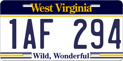 WV license plate 1AF294