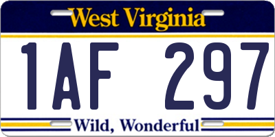 WV license plate 1AF297