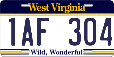 WV license plate 1AF304