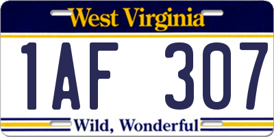 WV license plate 1AF307