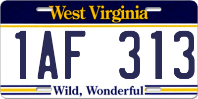 WV license plate 1AF313