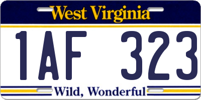 WV license plate 1AF323