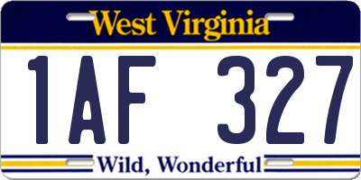 WV license plate 1AF327