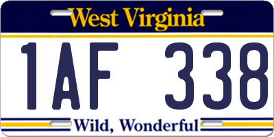 WV license plate 1AF338