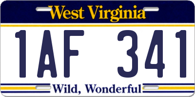 WV license plate 1AF341