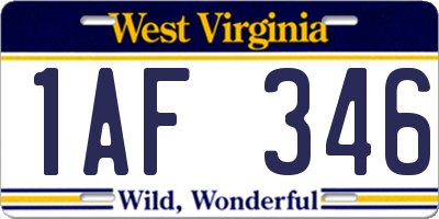 WV license plate 1AF346