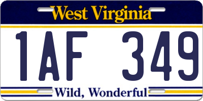 WV license plate 1AF349