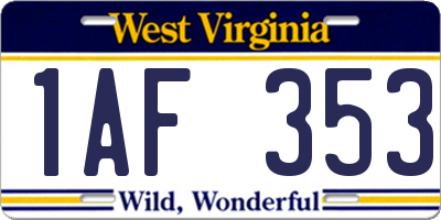 WV license plate 1AF353