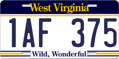 WV license plate 1AF375