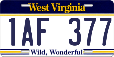 WV license plate 1AF377