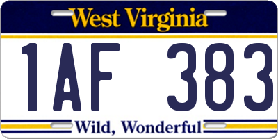 WV license plate 1AF383