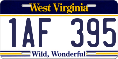 WV license plate 1AF395