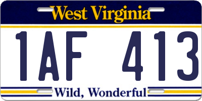 WV license plate 1AF413