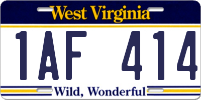 WV license plate 1AF414