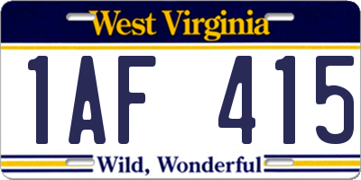 WV license plate 1AF415