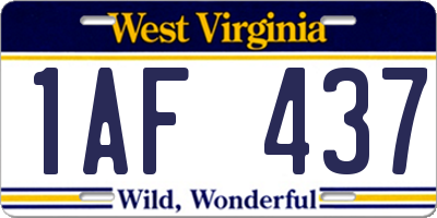 WV license plate 1AF437