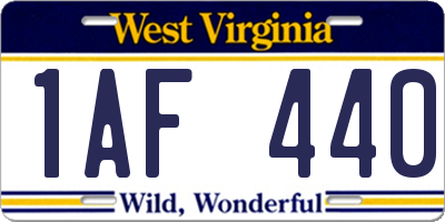 WV license plate 1AF440