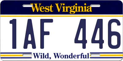 WV license plate 1AF446