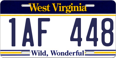 WV license plate 1AF448