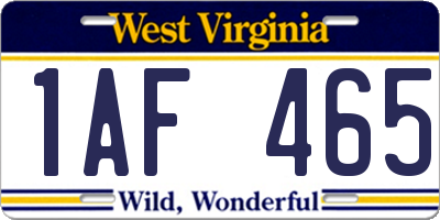 WV license plate 1AF465