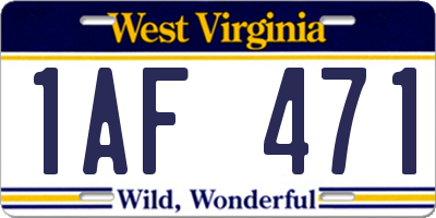 WV license plate 1AF471