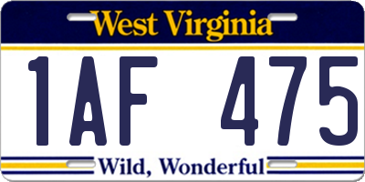 WV license plate 1AF475