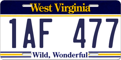 WV license plate 1AF477