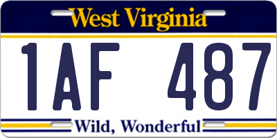 WV license plate 1AF487