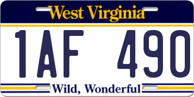 WV license plate 1AF490