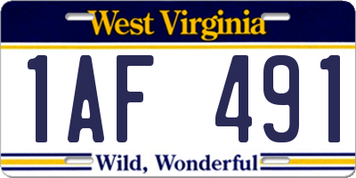 WV license plate 1AF491