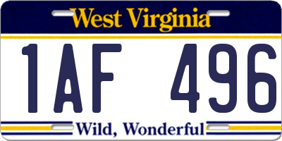 WV license plate 1AF496