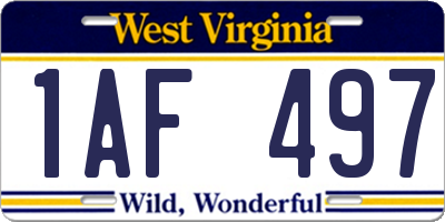 WV license plate 1AF497