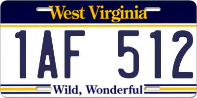 WV license plate 1AF512