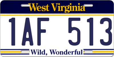 WV license plate 1AF513