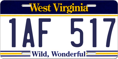 WV license plate 1AF517