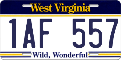 WV license plate 1AF557