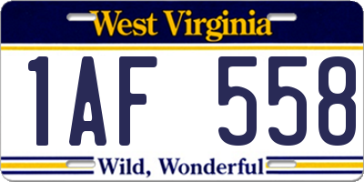 WV license plate 1AF558