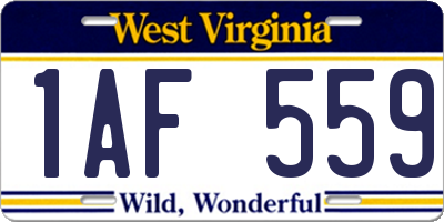 WV license plate 1AF559