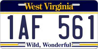 WV license plate 1AF561