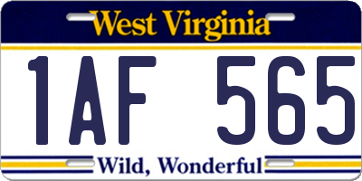 WV license plate 1AF565