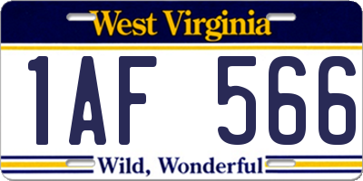 WV license plate 1AF566
