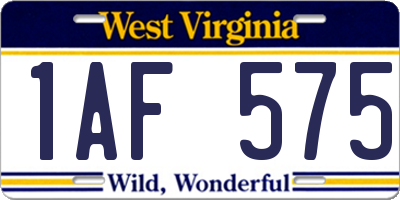 WV license plate 1AF575