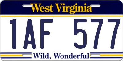 WV license plate 1AF577